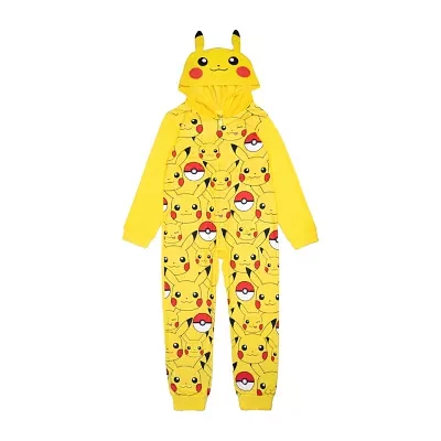 Little & Big Boys Microfleece Pokeman Long Sleeve One Piece Pajama