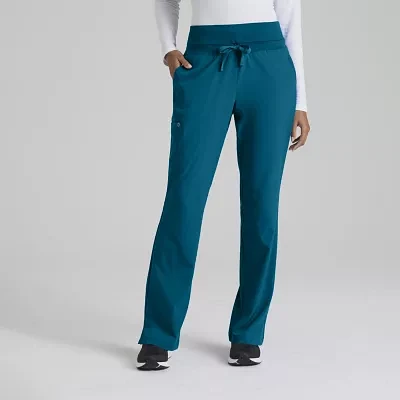 Barco One 5206 Stride 5-Pocket Mid-Rise Straight Leg Womens Petite Tag Free Stretch Fabric Moisture Wicking Scrub Pants