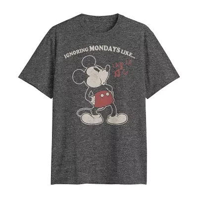 Big and Tall Mens Crew Neck Short Sleeve Classic Fit Mickey Mouse Graphic T-Shirt