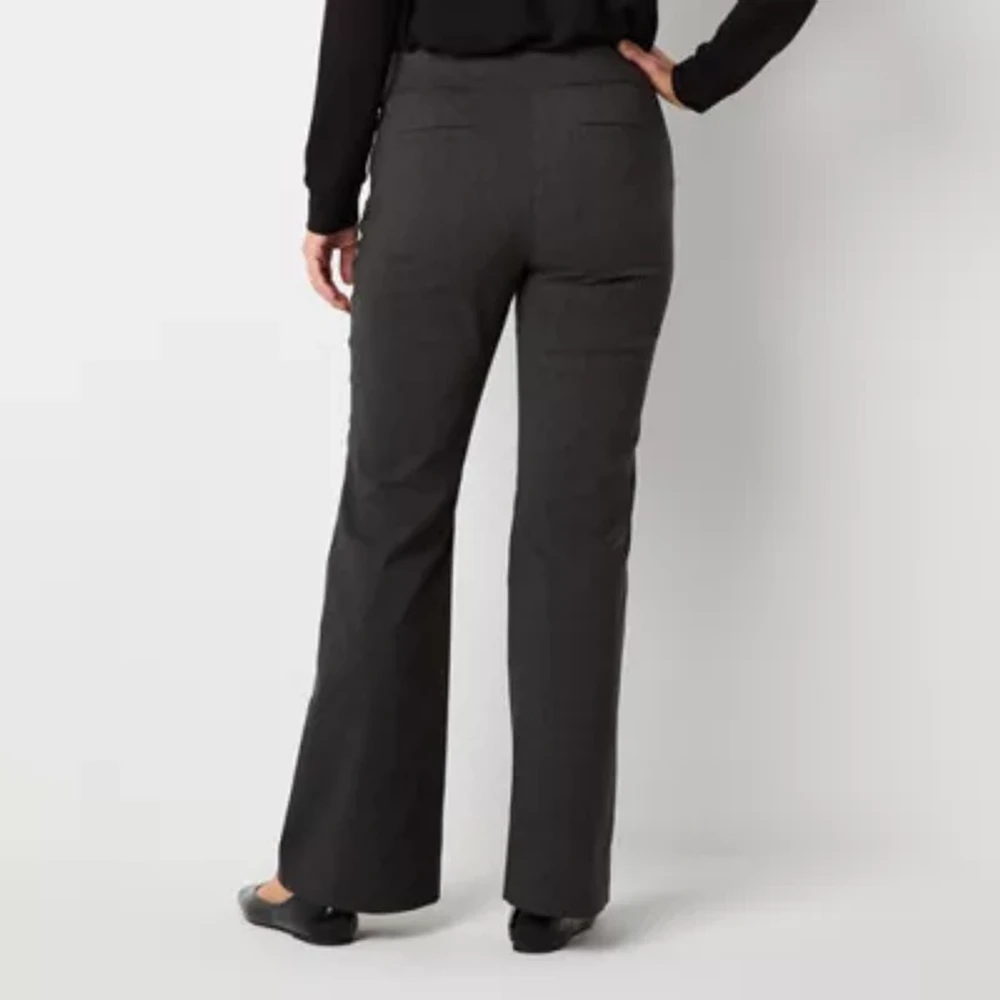 Liz Claiborne Lisa Womens Mid Rise Flare Pull-On Pants