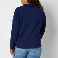 St. John's Bay Polar Fleece Womens Mock Neck Long Sleeve Sweatshirt