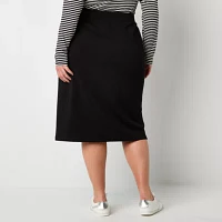 Stylus Womens Midi A-Line Skirt-Plus