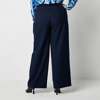 Liz Claiborne-Plus Tailored Classic Fit Wide Leg Trouser