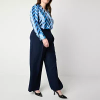 Liz Claiborne-Plus Tailored Classic Fit Wide Leg Trouser