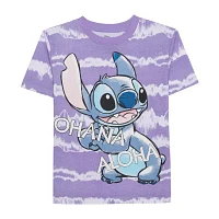 Disney Collection Little & Big Boys Crew Neck Short Sleeve Stitch Graphic T-Shirt