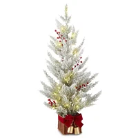 North Pole Trading Co. 36in Flocked Red Berry Christmas Tabletop Tree