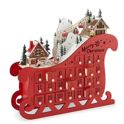 North Pole Trading Co. Sled Advent Lighted Christmas Tabletop Decor