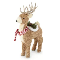 North Pole Trading Co. Santa Lodge Standing Sisal Reindeer Christmas Tabletop Decor