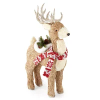 North Pole Trading Co. Santa Lodge Standing Sisal Reindeer Christmas Tabletop Decor