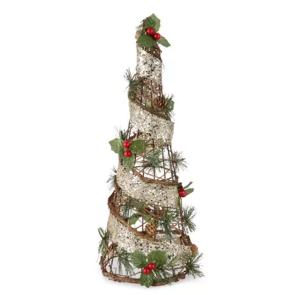 North Pole Trading Co. 18in Santa Lodge Berry Cone Christmas Tabletop Tree