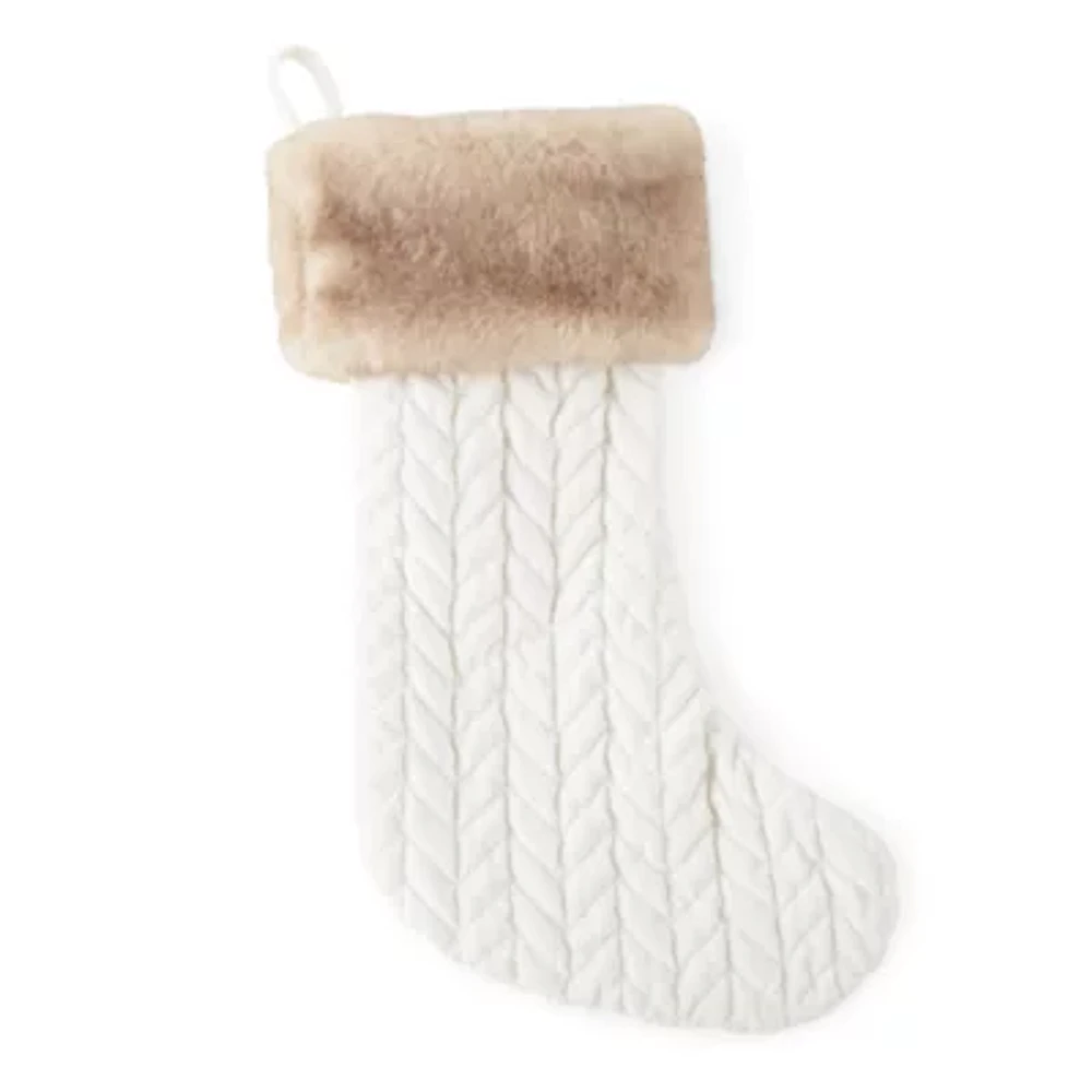 North Pole Trading Co. Quilted With Faux Fur Christmas Stocking