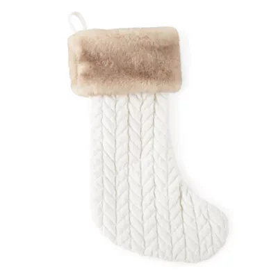 North Pole Trading Co. Quilted With Faux Fur Christmas Stocking