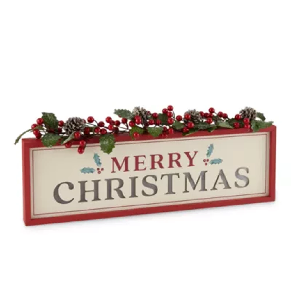 North Pole Trading Co. Led Merry Christmas Tabletop Decor