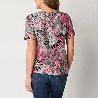 Liz Claiborne Tall Womens Short Sleeve Blouse