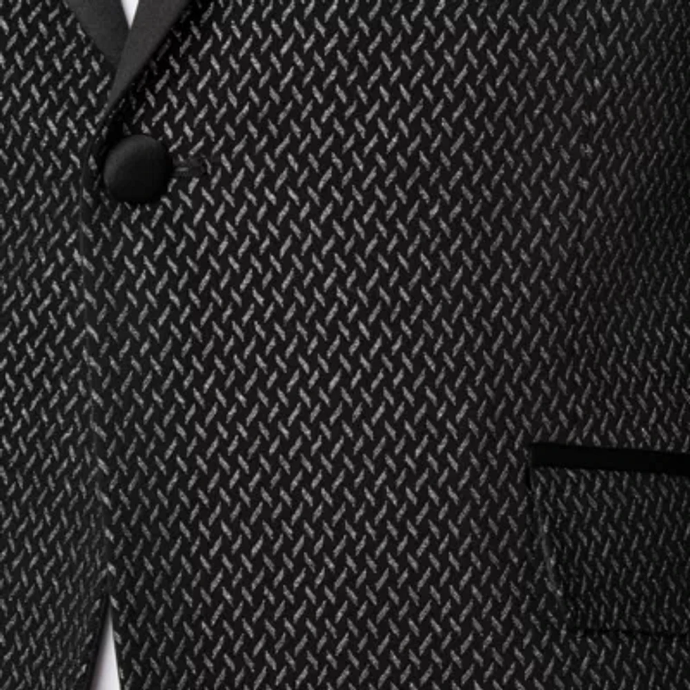 J. Ferrar Mens Slim Chevron Stretch Fabric Slim Fit Tuxedo Jacket