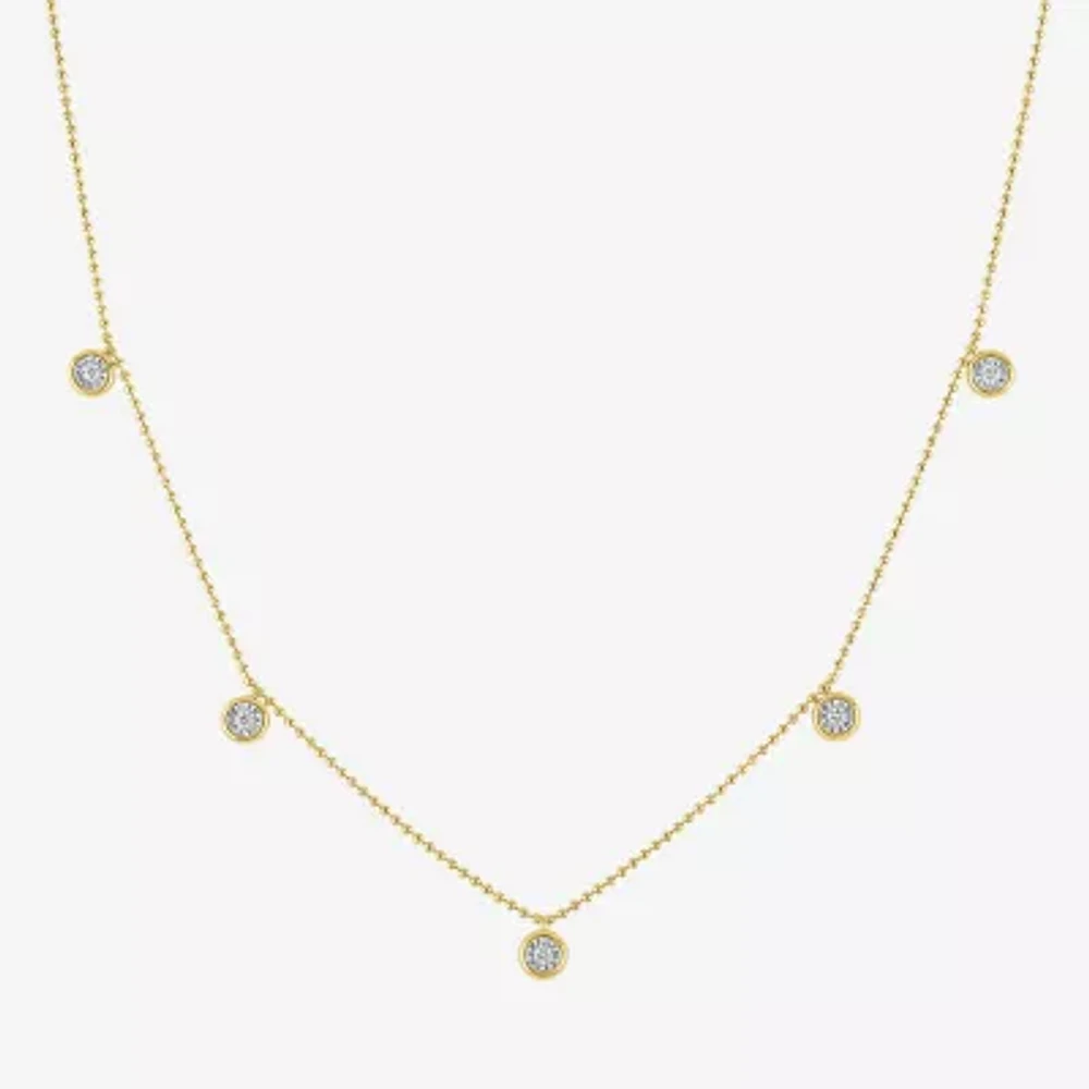(G-H Womens 1/10 CT. T.W. Lab Grown White Diamond 14K Gold Over Silver 16 Inch Pendant Necklace