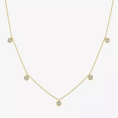 (G-H Womens 1/10 CT. T.W. Lab Grown White Diamond 14K Gold Over Silver 16 Inch Pendant Necklace