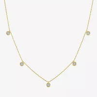 (G-H Womens 1/10 CT. T.W. Lab Grown White Diamond 14K Gold Over Silver 16 Inch Pendant Necklace