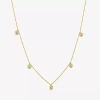 (G-H Womens 1/10 CT. T.W. Lab Grown White Diamond 14K Gold Over Silver 16 Inch Pendant Necklace
