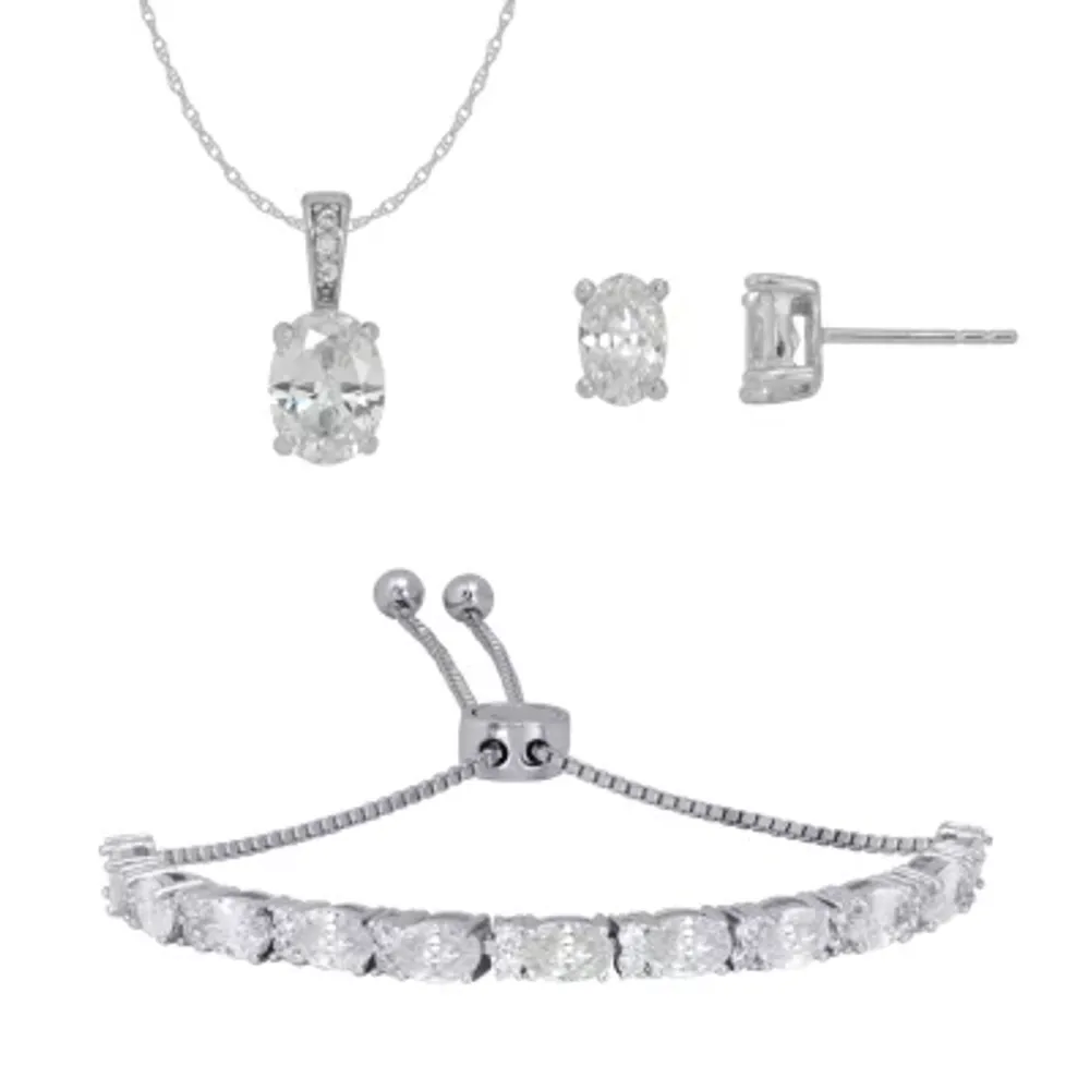 DiamonArt® White Cubic Zirconia Sterling Silver 3-pc. Jewelry Set