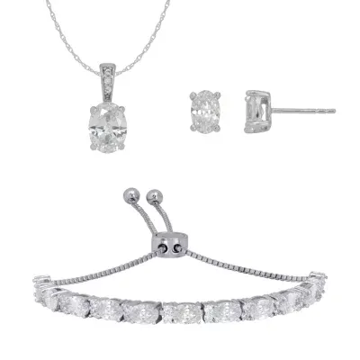 DiamonArt® White Cubic Zirconia Sterling Silver 3-pc. Jewelry Set
