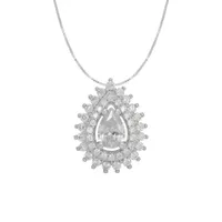 DiamonArt® Womens White Cubic Zirconia Sterling Silver Pear Pendant Necklace