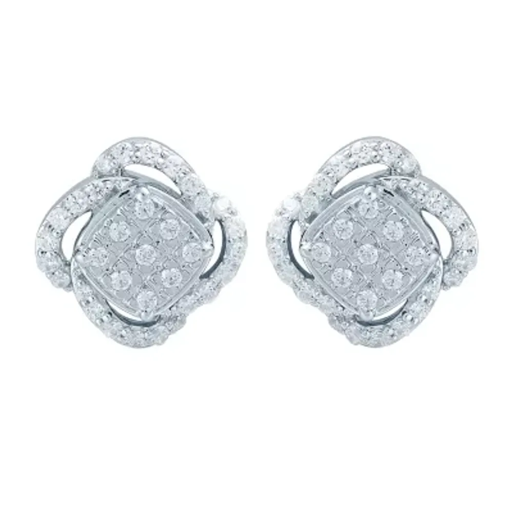 1/2 CT. T.W. Natural White Diamond Sterling Silver 10.1mm Stud Earrings
