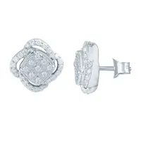 1/ CT. T.W. Mined White Diamond Sterling Silver 10.1mm Stud Earrings