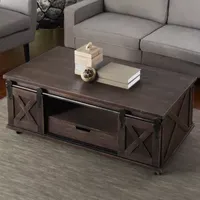 StyleCraft Two Door Dark Brown Wooden Coffee Table