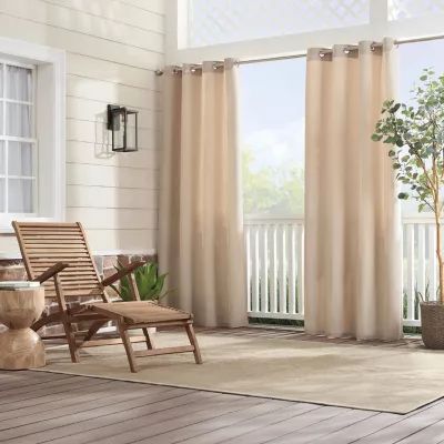 Sunbrella Canvas Light-Filtering Grommet Top Single Outdoor Curtain Panel