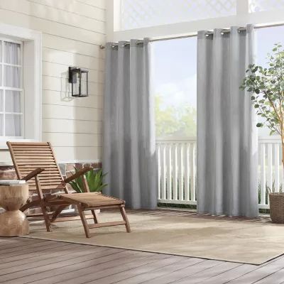 Sunbrella Canvas Light-Filtering Grommet Top Single Outdoor Curtain Panel