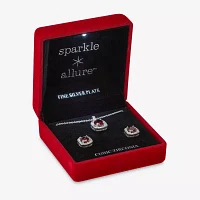 Sparkle Allure Light Up Box 2-pc. Cubic Zirconia Pure Silver Over Brass Square Jewelry Set