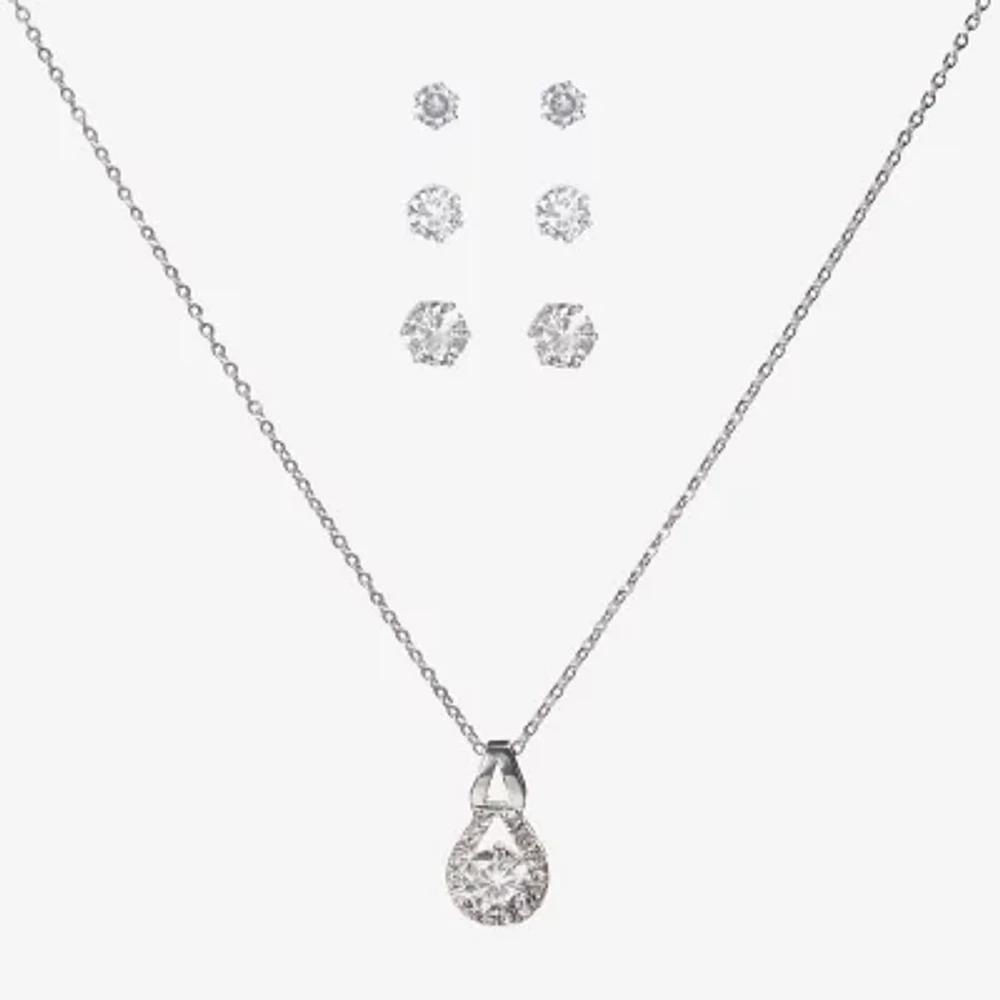 Sparkle Allure Light Up Box 4-pc. Cubic Zirconia Pure Silver Over Brass Pear Jewelry Set