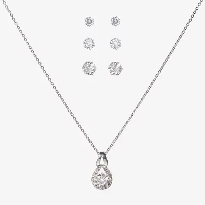 Sparkle Allure Light Up Box 4-pc. Cubic Zirconia Pure Silver Over Brass Pear Jewelry Set