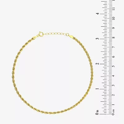 10K Gold 9 Inch Hollow Rope Ankle Bracelet