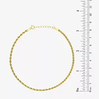 10K Gold 9 Inch Hollow Rope Ankle Bracelet