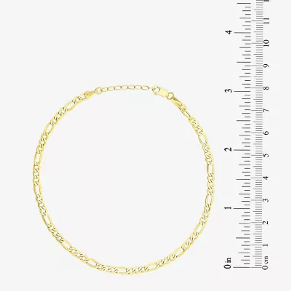 10K Gold 9 Inch Hollow Figaro Ankle Bracelet