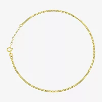 10K Gold 9 Inch Hollow Curb Ankle Bracelet