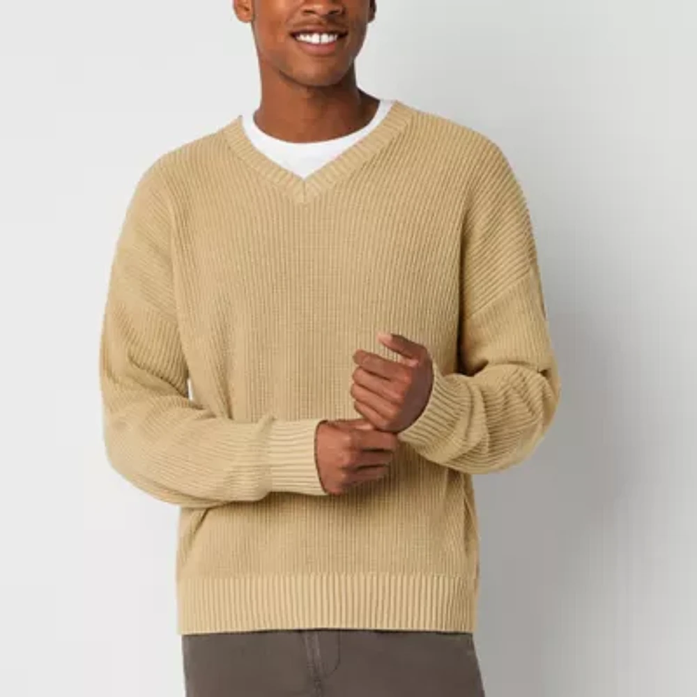 Arizona Mens V Neck Long Sleeve Pullover Sweater