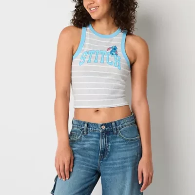 Stitch 626 Varsity Ringer Tank Womens Crew Neck Sleeveless Crop Top Juniors