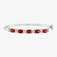 Womens Lab Created Ruby Sterling Silver Bangle Bracelet