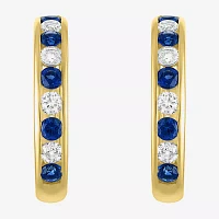 Lab Created Gemstone 14K Gold Over Silver 20mm Hoop Earrings