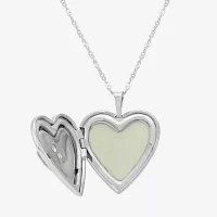 Womens Crystal Sterling Silver Angel Heart Locket Necklace