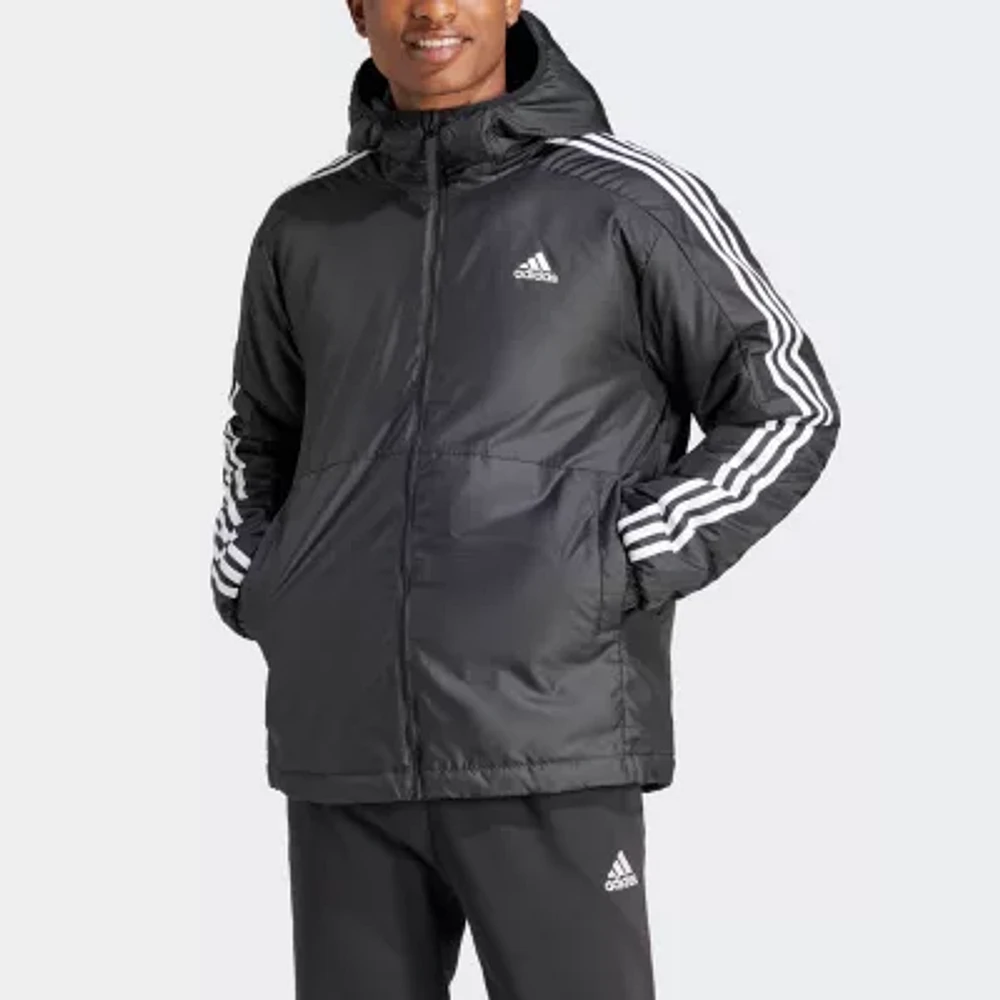 adidas Mens Hooded Midweight Puffer Jacket