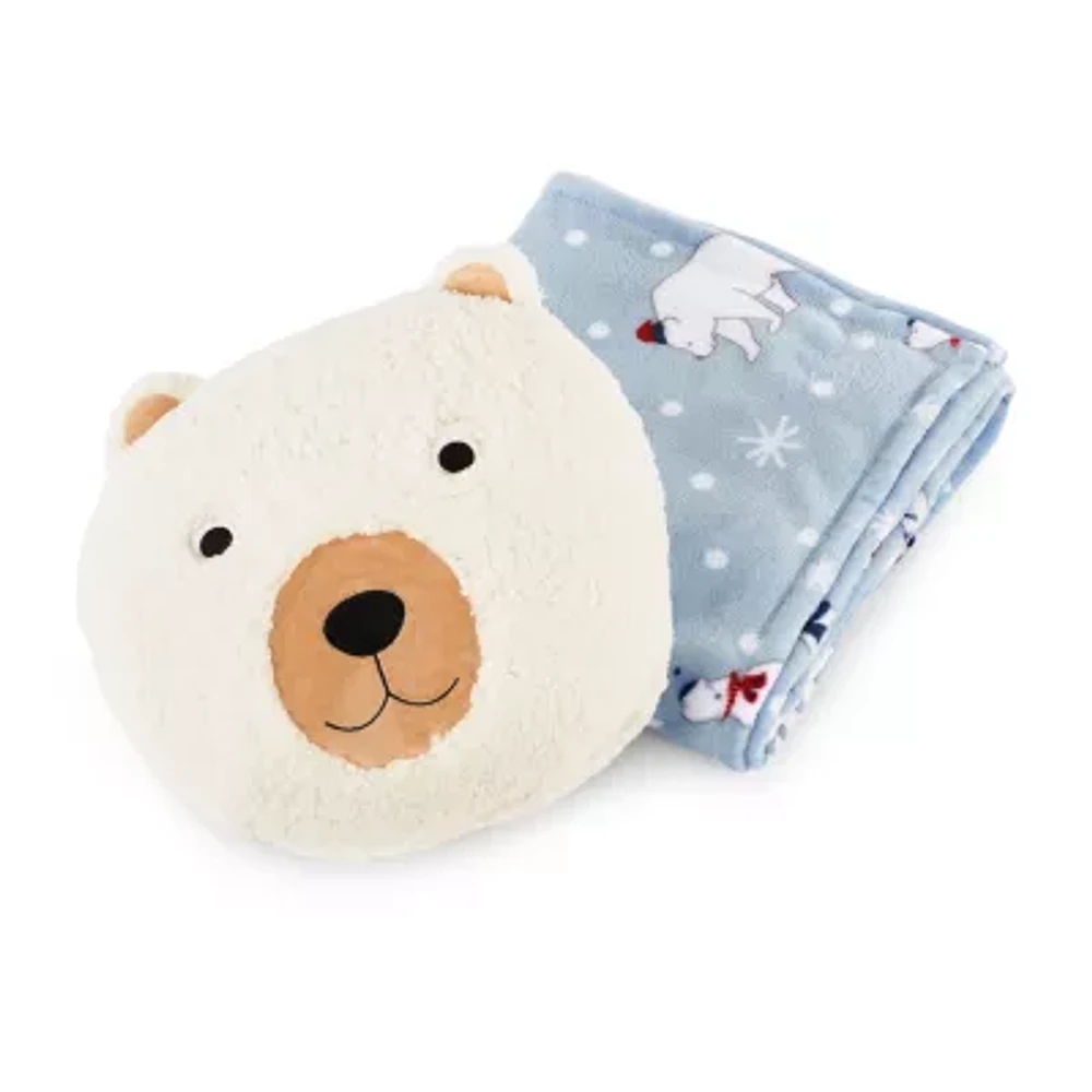 Under the Stars Kids Polar Bear Throw and Pillow Set