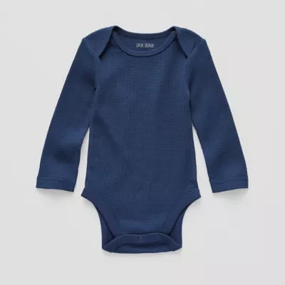 Okie Dokie Waffle Knit Baby Boys Crew Neck Long Sleeve Bodysuit