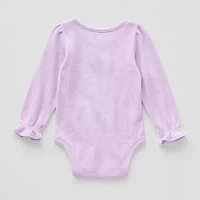 Okie Dokie Waffle Knit Baby Girls Long Sleeve Bodysuit
