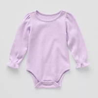 Okie Dokie Waffle Knit Baby Girls Long Sleeve Bodysuit
