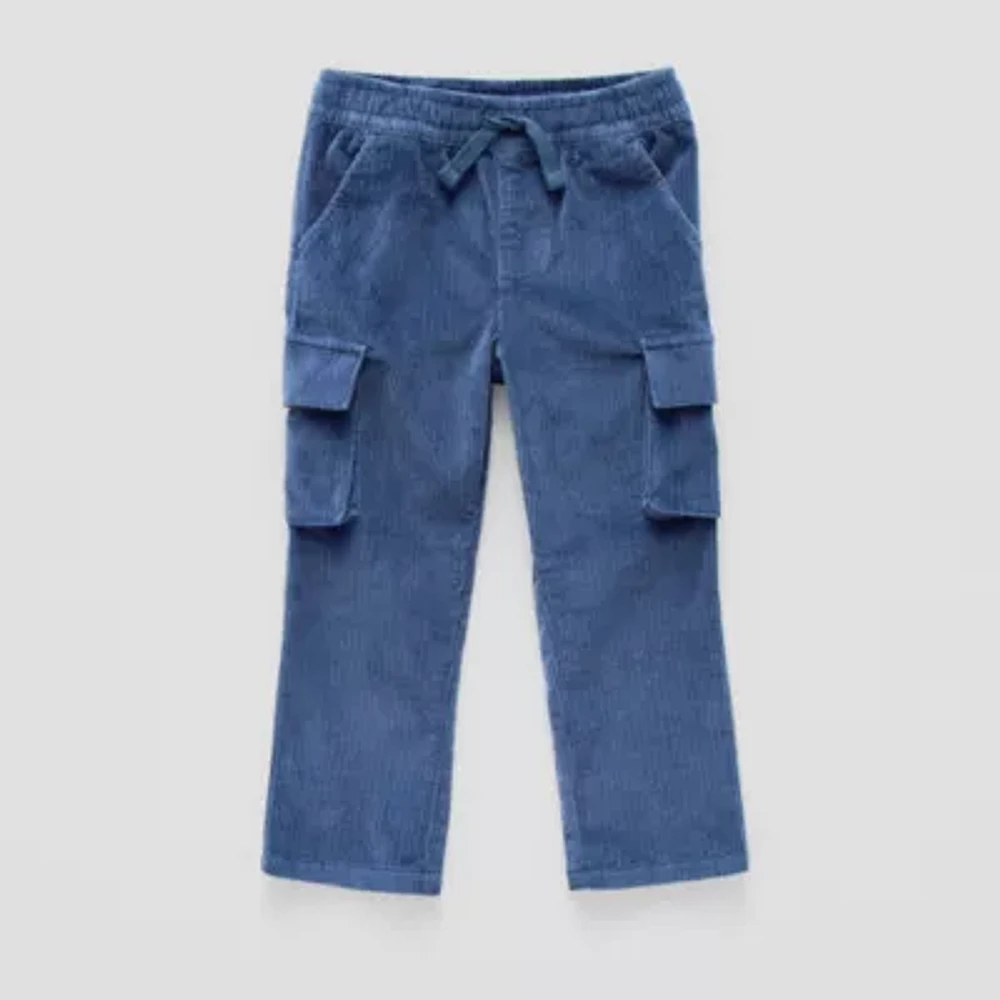 Okie Dokie Toddler & Little Boys Corduroy Mid Rise Straight Cargo Pant