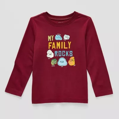 Okie Dokie Toddler & Little Boys Crew Neck Long Sleeve Graphic T-Shirt